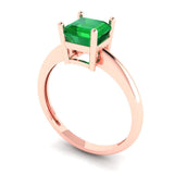 1.0 ct Brilliant Asscher Cut Simulated Emerald Stone Rose Gold Solitaire Ring