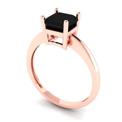1 cttw Natural Onyx Solitaire  Engagement Ring - Solid Rose Gold (VVS1, Asscher Cut,6mm)