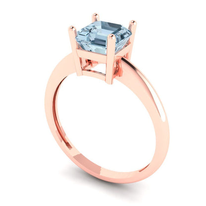 1 cttw Natural Swiss Blue Topaz Solitaire  Engagement Ring - Solid Gold (Asscher Cut,6mm)