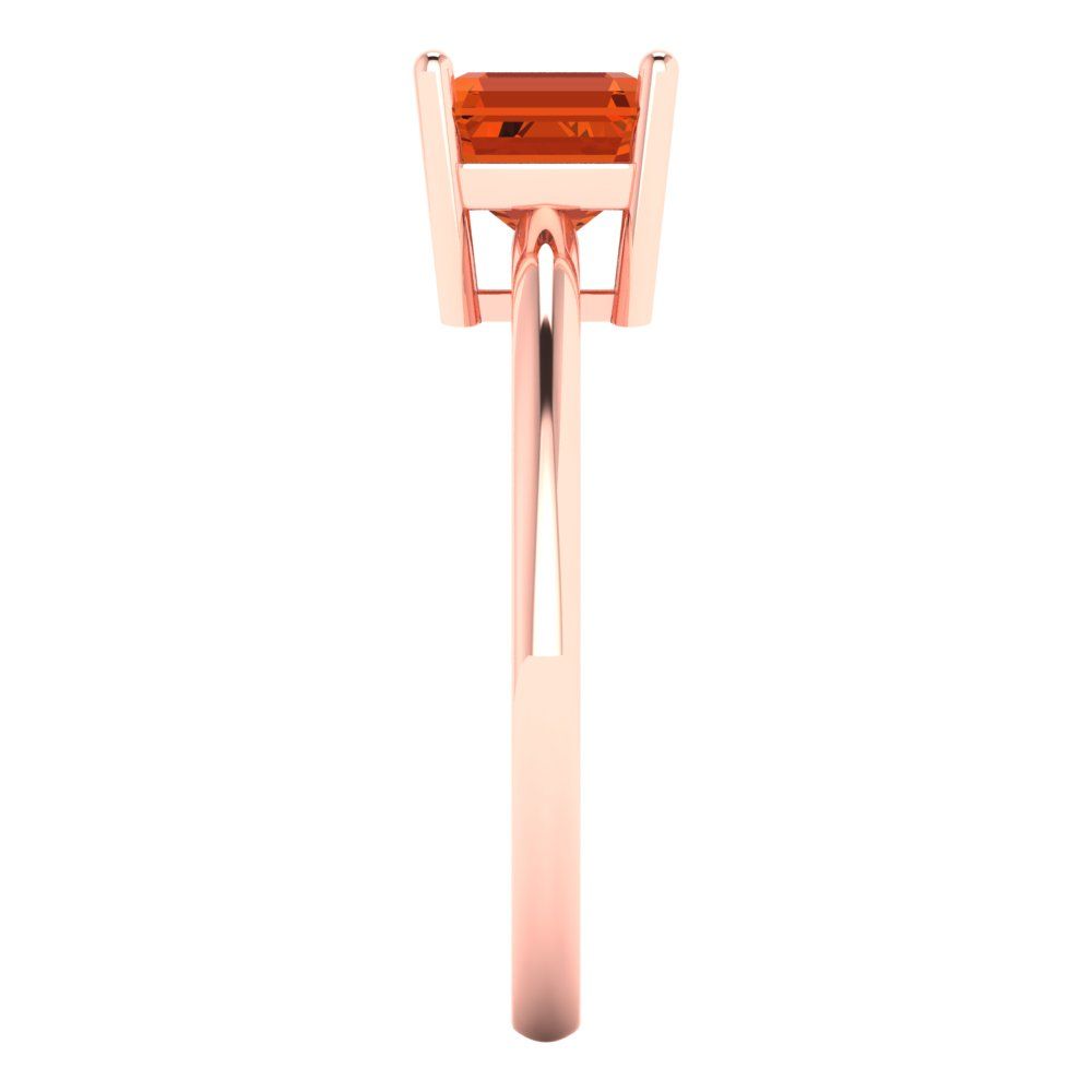 1 cttw Zirconia Simulated Red Diamond Solitaire  Engagement Ring - Solid Rose Gold (VVS1, Asscher Cut,6mm)