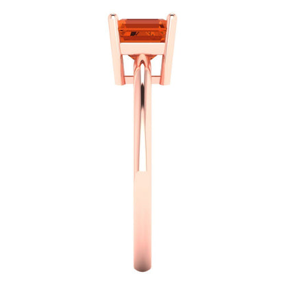 1 cttw Zirconia Simulated Red Diamond Solitaire  Engagement Ring - Solid Rose Gold (VVS1, Asscher Cut,6mm)