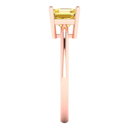 1 cttw Natural Citrine Solitaire  Engagement Ring - Solid Rose Gold (VVS1, Asscher Cut,6mm)