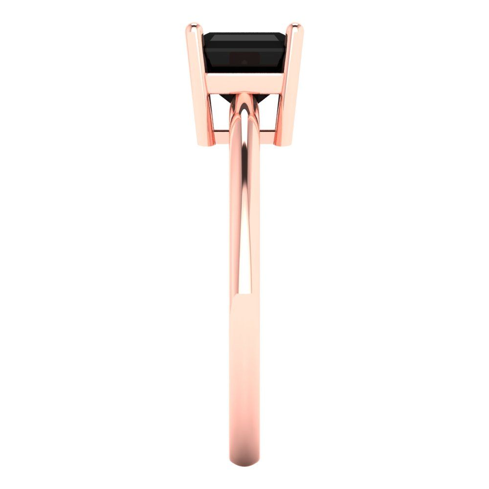 1 cttw Natural Onyx Solitaire  Engagement Ring - Solid Rose Gold (VVS1, Asscher Cut,6mm)