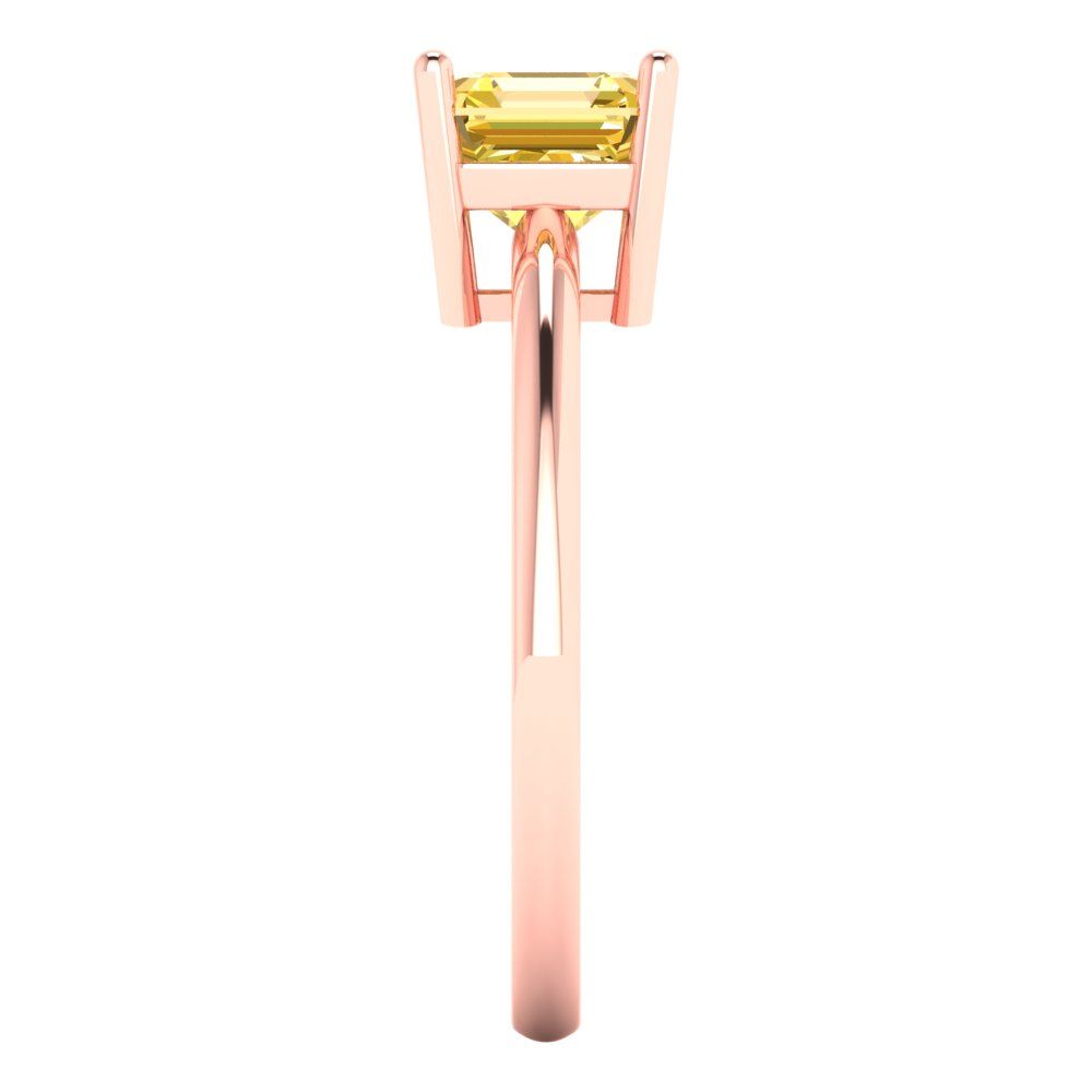 1 cttw Zirconia Simulated Yellow Diamond Solitaire  Engagement Ring - Solid Gold (VVS1, Asscher Cut,6mm)