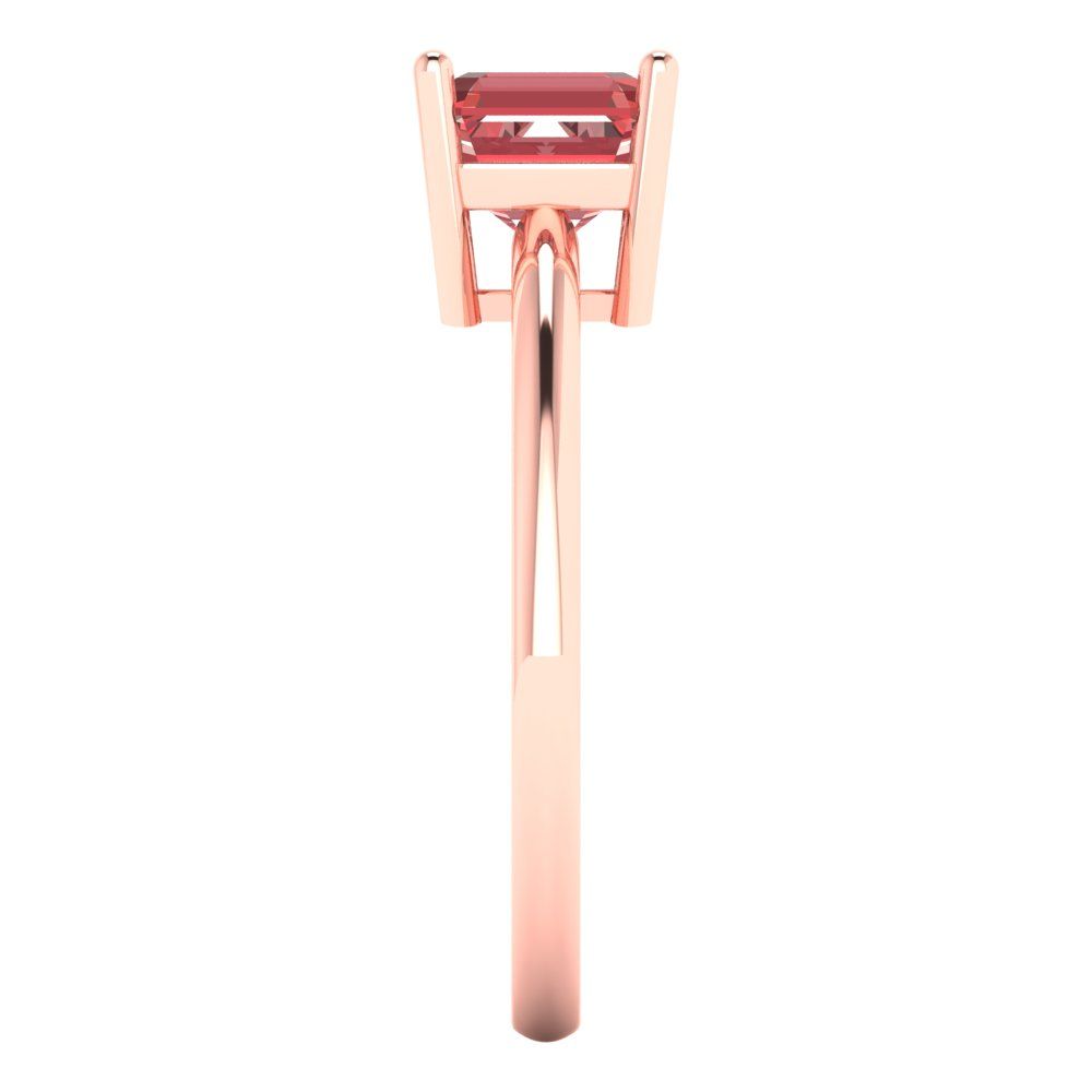 1 cttw Natural Garnet Solitaire  Engagement Ring - Solid Rose Gold (VVS1, Asscher Cut,6mm)