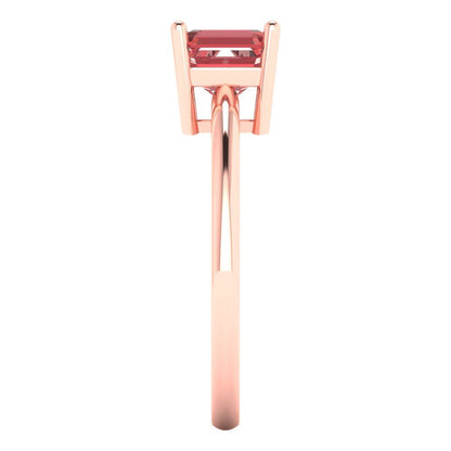 1 cttw Natural Garnet Solitaire  Engagement Ring - Solid Rose Gold (VVS1, Asscher Cut,6mm)