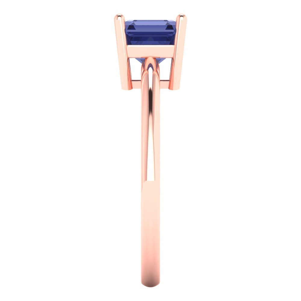 1 cttw Simulated Tanzanite Solitaire  Engagement Ring - Solid Gold (Asscher Cut,6mm)