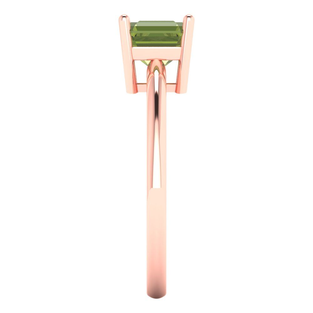 1 cttw Natural Peridot Solitaire  Engagement Ring - Solid Rose Gold (VVS1, Asscher Cut,6mm)