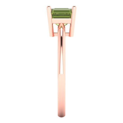 1 cttw Natural Peridot Solitaire  Engagement Ring - Solid Rose Gold (VVS1, Asscher Cut,6mm)