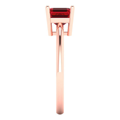 1 cttw Simulated Ruby Solitaire  Engagement Ring - Solid Rose Gold (VVS1, Asscher Cut,6mm)
