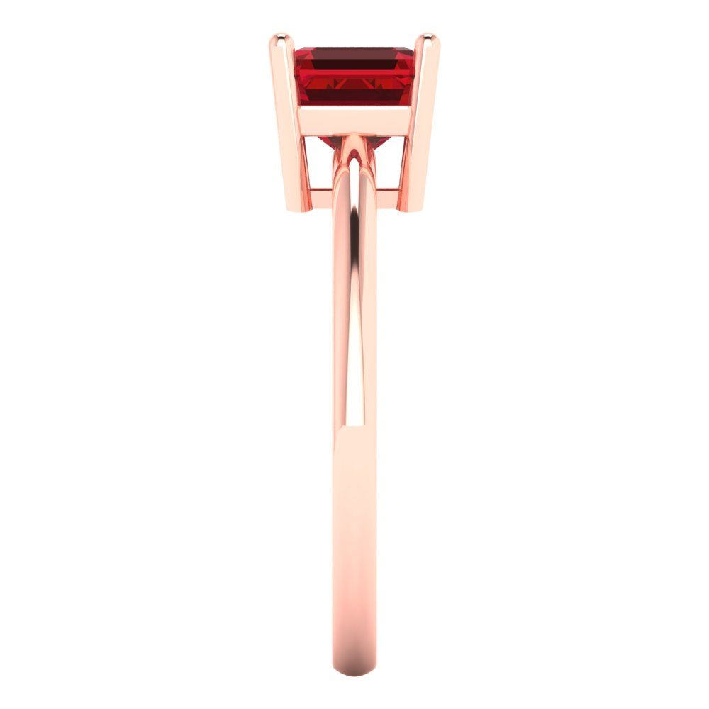 1 cttw Simulated Pink Tourmaline Solitaire  Engagement Ring - Solid Rose Gold (VVS1, Asscher Cut,6mm)