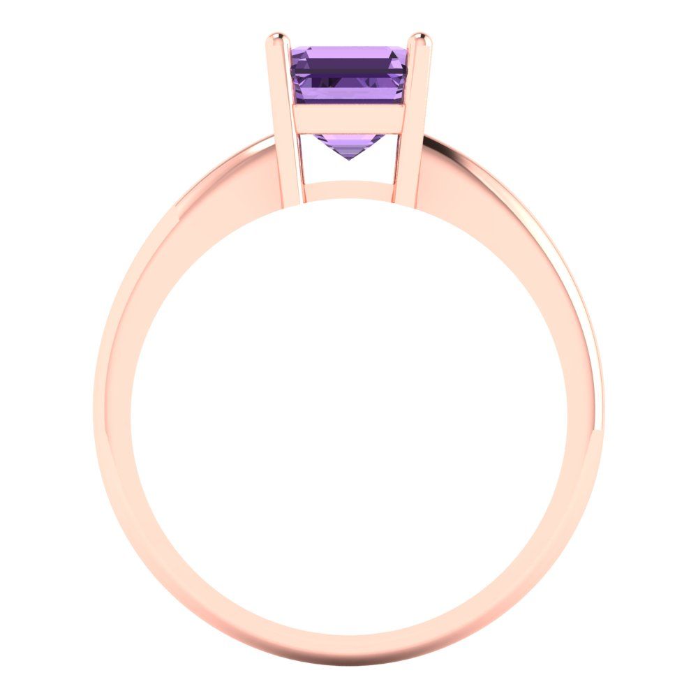 1 cttw Simulated Alexandrite Solitaire  Engagement Ring - Solid Rose Gold (VVS1, Asscher Cut,6mm)