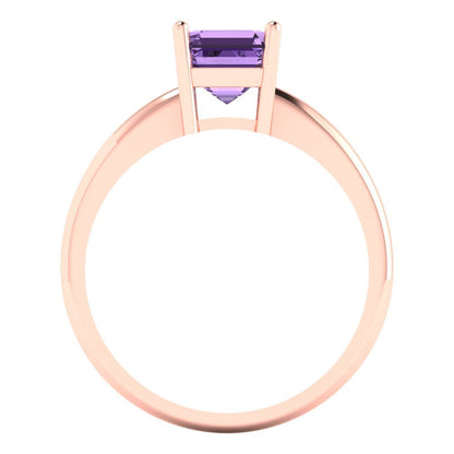 1 cttw Simulated Alexandrite Solitaire  Engagement Ring - Solid Rose Gold (VVS1, Asscher Cut,6mm)