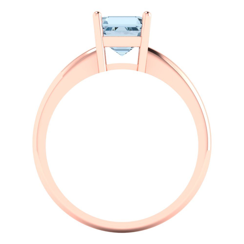 1 cttw Natural Aquamarine Solitaire  Engagement Ring - Solid Gold (Asscher Cut,6mm)
