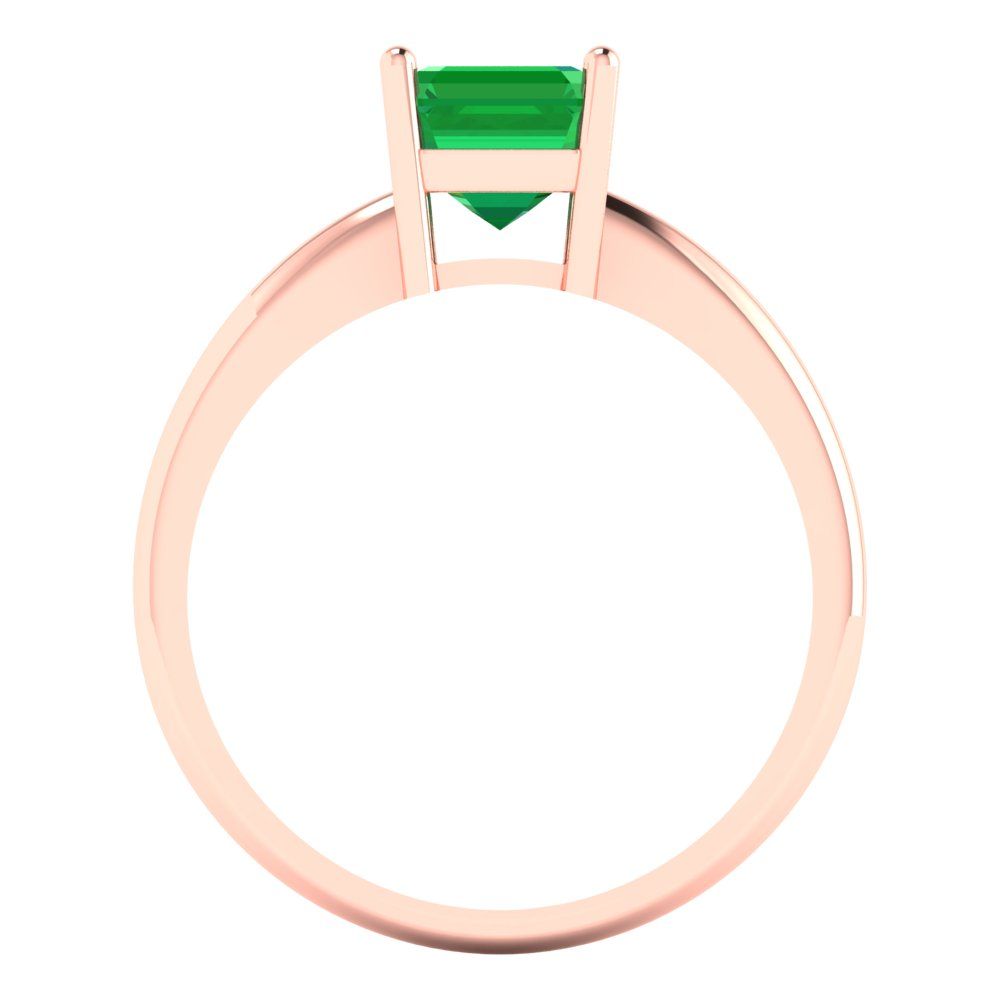 1 cttw Simulated Emerald Solitaire  Engagement Ring - Solid Gold (Asscher Cut,6mm)