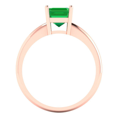1 cttw Simulated Emerald Solitaire  Engagement Ring - Solid Gold (Asscher Cut,6mm)