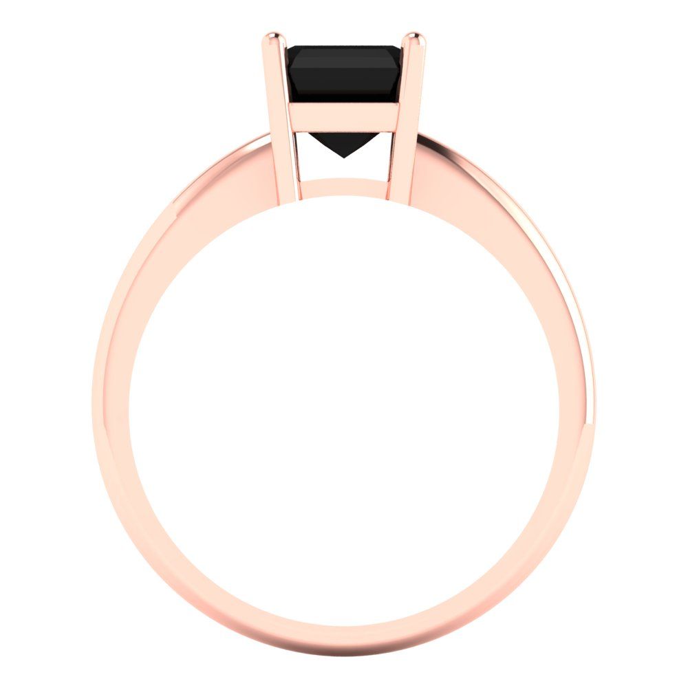 1 cttw Natural Onyx Solitaire  Engagement Ring - Solid Rose Gold (VVS1, Asscher Cut,6mm)