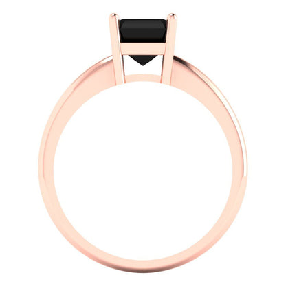 1 cttw Natural Onyx Solitaire  Engagement Ring - Solid Rose Gold (VVS1, Asscher Cut,6mm)