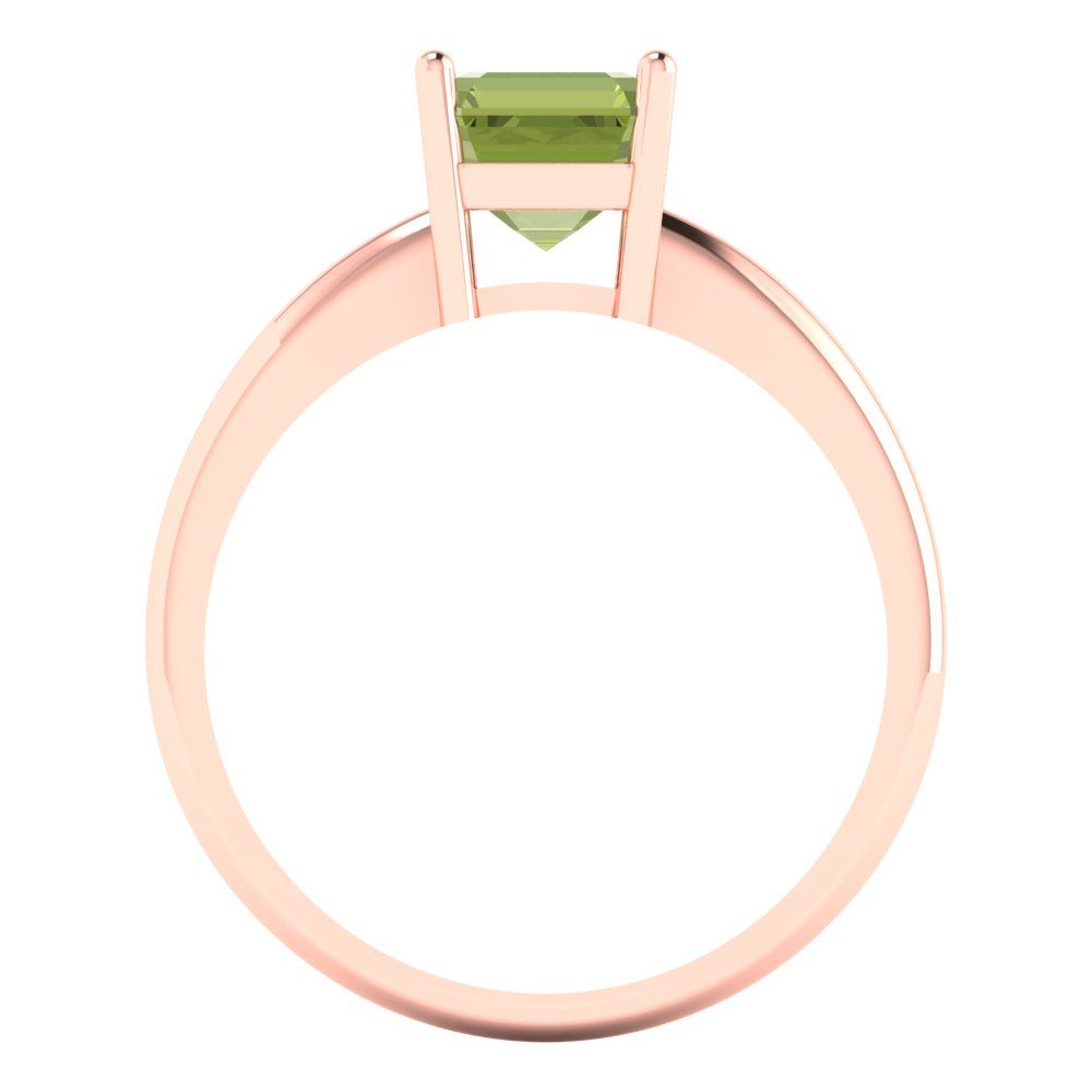 1 cttw Natural Peridot Solitaire  Engagement Ring - Solid Rose Gold (VVS1, Asscher Cut,6mm)