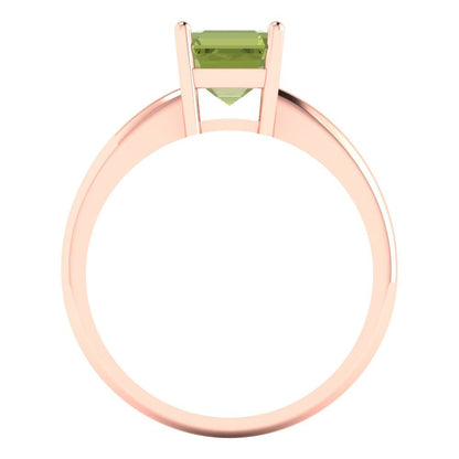 1 cttw Natural Peridot Solitaire  Engagement Ring - Solid Rose Gold (VVS1, Asscher Cut,6mm)