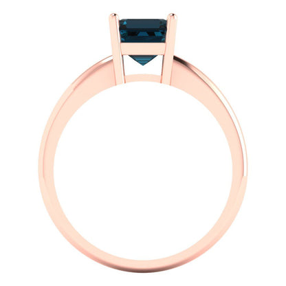 1 cttw Natural London Blue Topaz Solitaire  Engagement Ring - Solid Gold (Asscher Cut,6mm)