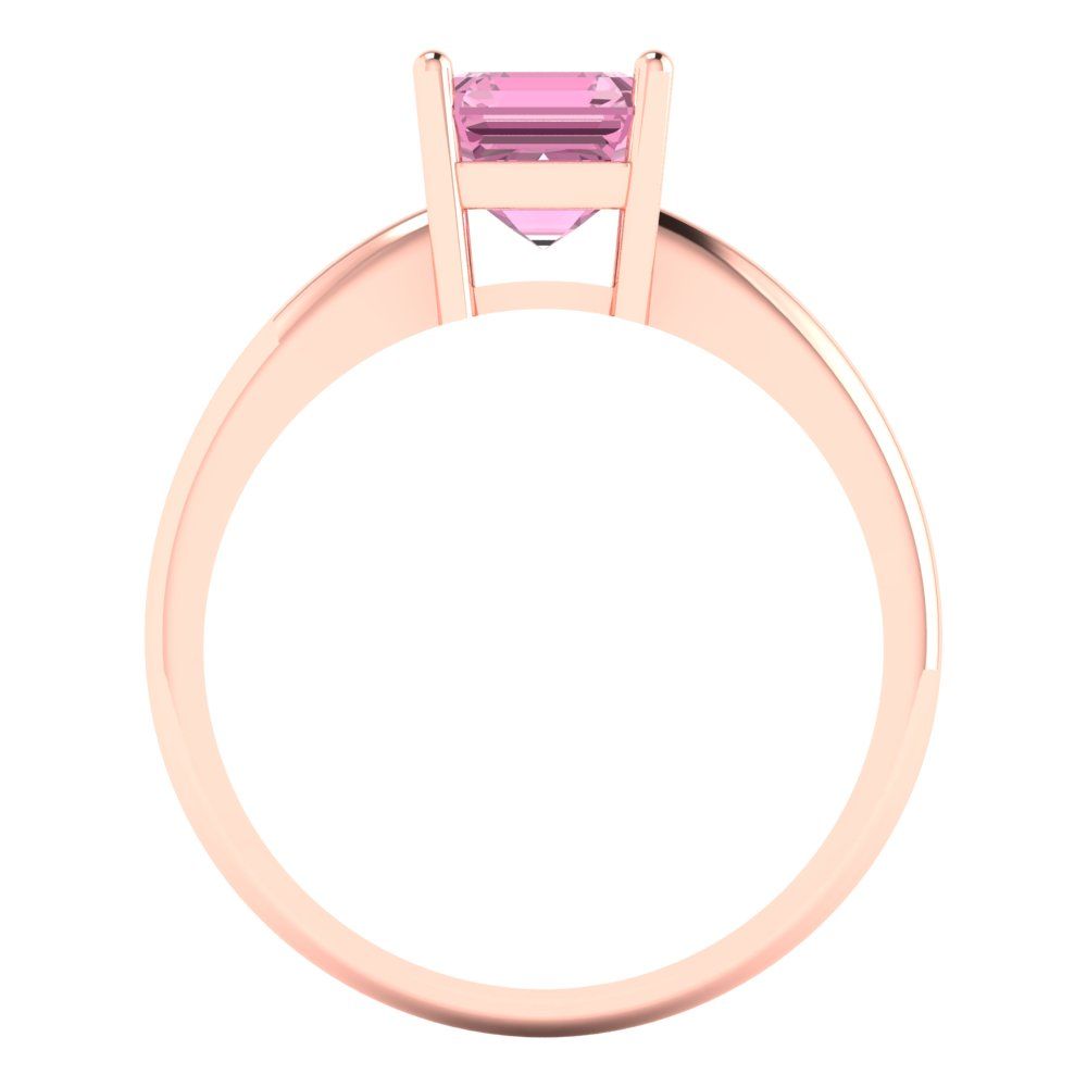 1 cttw Zirconia Simulated Pink Diamond Solitaire  Engagement Ring - Solid Gold (VVS1, Asscher Cut,6mm)