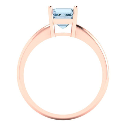 1 cttw Natural Sky Blue Topaz Solitaire  Engagement Ring - Solid Gold (Asscher Cut,6mm)