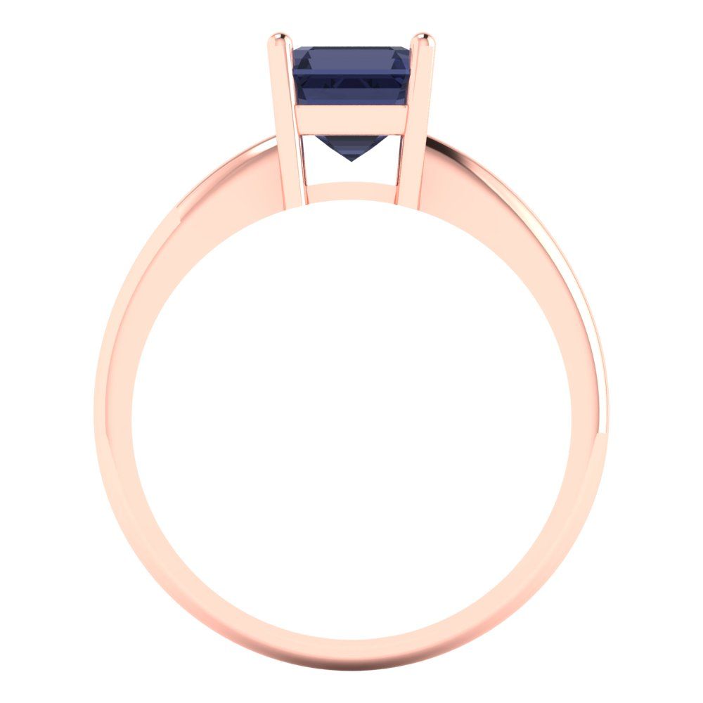 1 cttw Simulated Blue Sapphire Solitaire  Engagement Ring - Solid Gold (Asscher Cut,6mm)