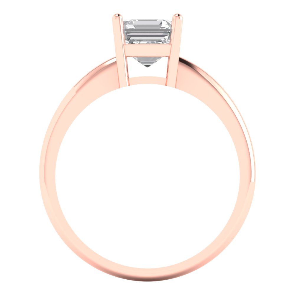 1 cttw White Sapphire Solitaire  Engagement Ring - Solid Gold (Asscher Cut,6mm)