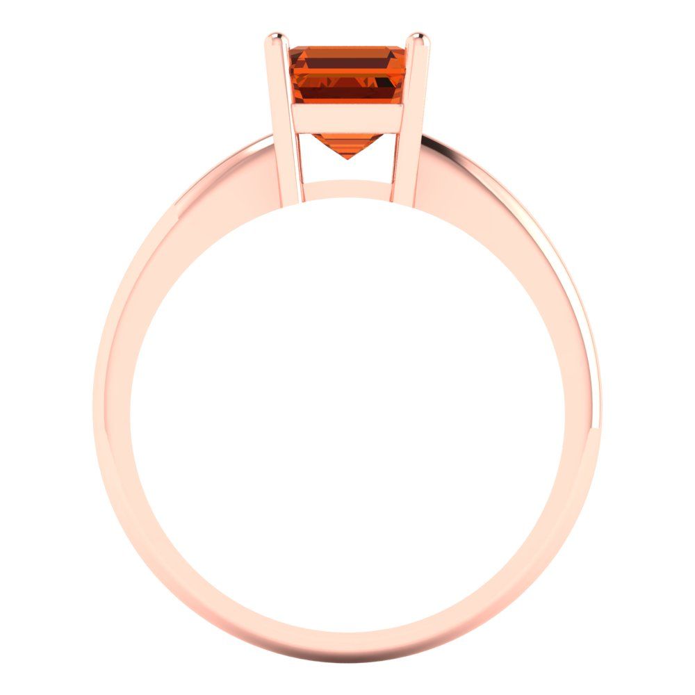 1 cttw Zirconia Simulated Red Diamond Solitaire  Engagement Ring - Solid Rose Gold (VVS1, Asscher Cut,6mm)