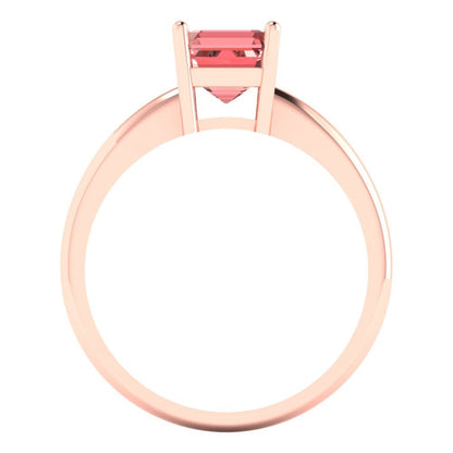 1 cttw Natural Garnet Solitaire  Engagement Ring - Solid Rose Gold (VVS1, Asscher Cut,6mm)