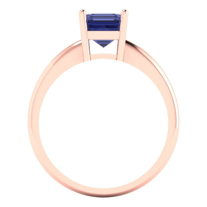 1 cttw Simulated Tanzanite Solitaire  Engagement Ring - Solid Gold (Asscher Cut,6mm)