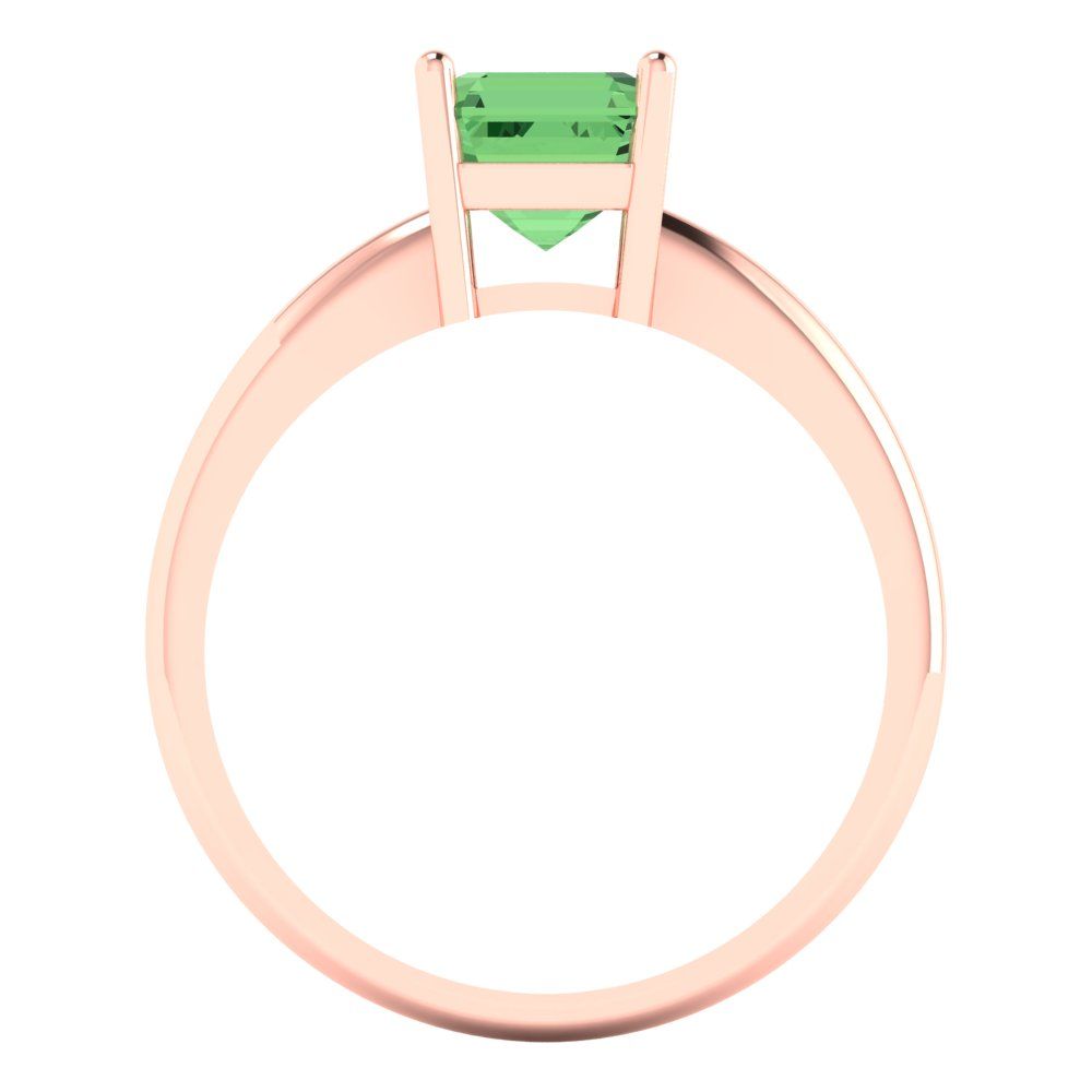1 cttw Zirconia Simulated Green Diamond Solitaire  Engagement Ring - Solid Gold (VVS1, Asscher Cut,6mm)