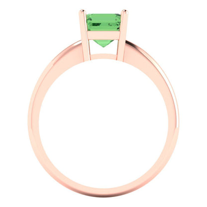 1 cttw Zirconia Simulated Green Diamond Solitaire  Engagement Ring - Solid Gold (VVS1, Asscher Cut,6mm)
