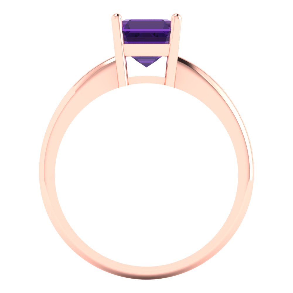 1 cttw Natural Amethyst Solitaire  Engagement Ring - Solid Rose Gold (VVS1, Asscher Cut,6mm)