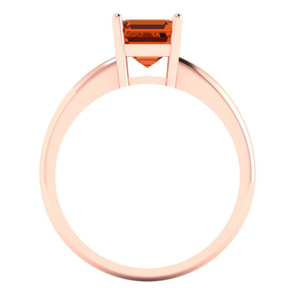 1 cttw Simulated Ruby Solitaire  Engagement Ring - Solid Rose Gold (VVS1, Asscher Cut,6mm)