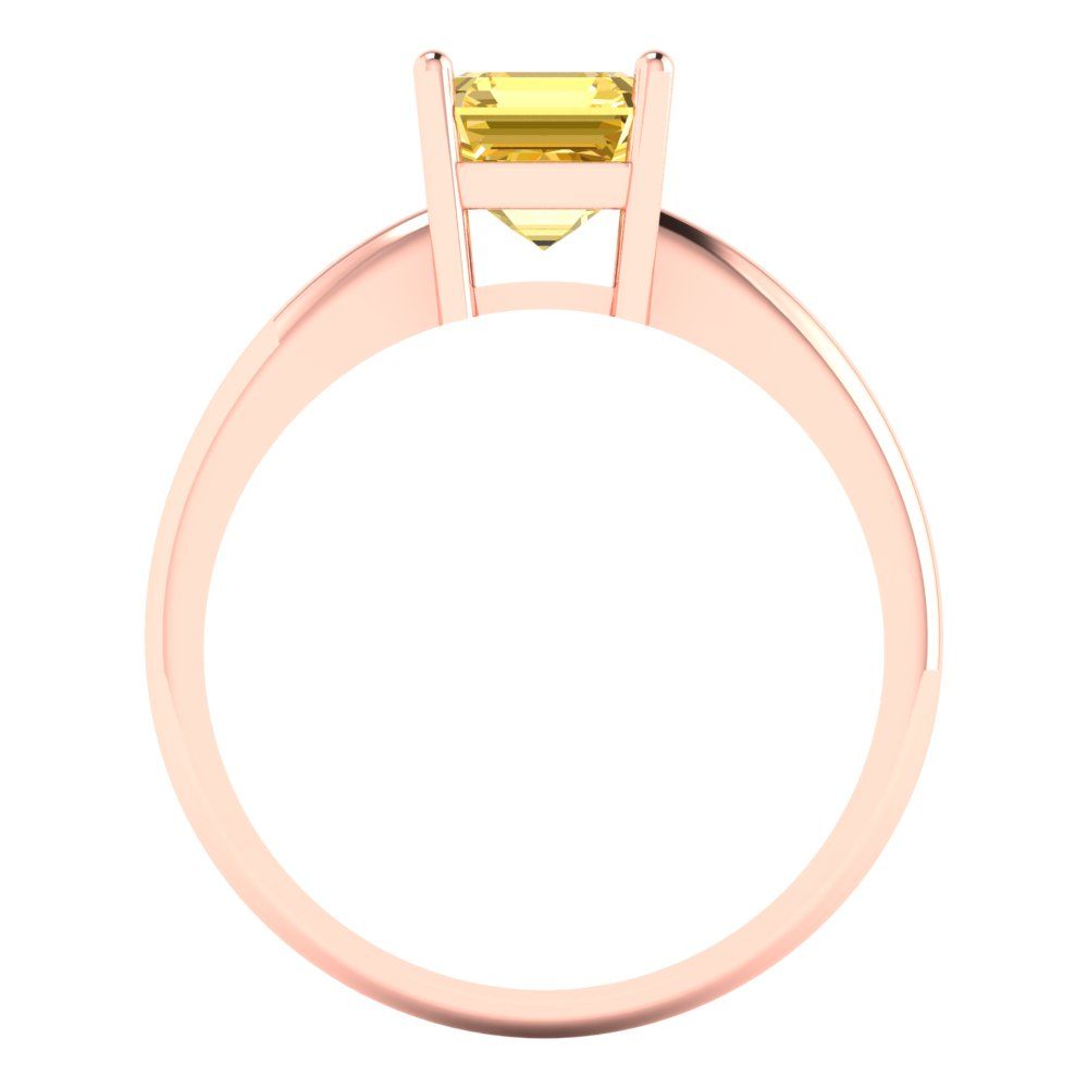 1 cttw Zirconia Simulated Yellow Diamond Solitaire  Engagement Ring - Solid Gold (VVS1, Asscher Cut,6mm)