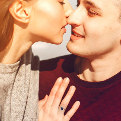 1 cttw Simulated Blue Sapphire Solitaire  Engagement Ring - Solid Gold (Asscher Cut,6mm)