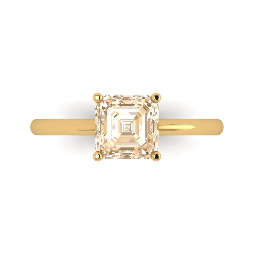 1.5 cttw Natural Morganite Solitaire  Engagement Ring - Solid Gold (Asscher Cut,6.5mm)