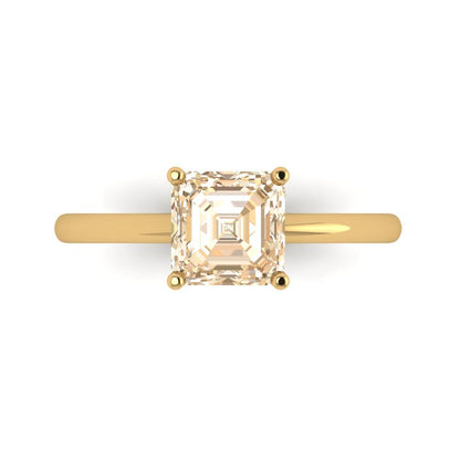 1.5 cttw Natural Morganite Solitaire  Engagement Ring - Solid Gold (Asscher Cut,6.5mm)
