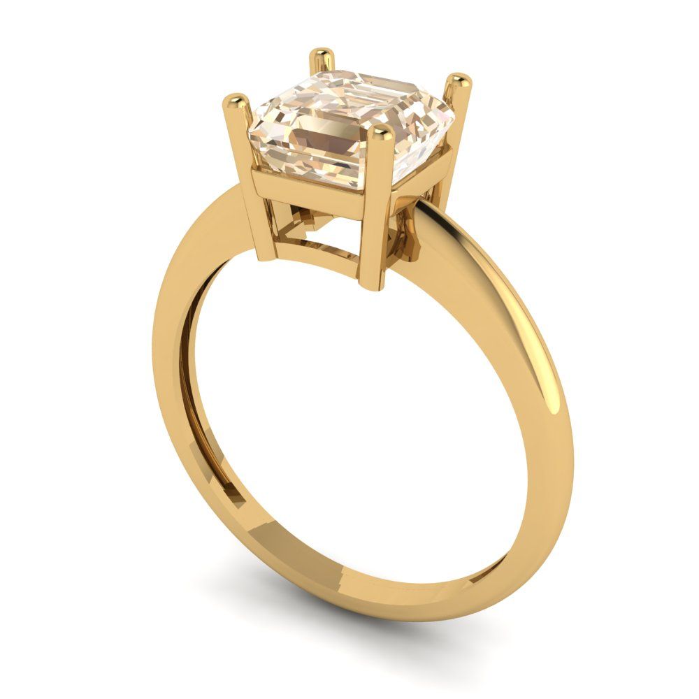 1.5 cttw Natural Morganite Solitaire  Engagement Ring - Solid Gold (Asscher Cut,6.5mm)