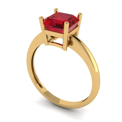 1.5 cttw Simulated Pink Tourmaline Solitaire  Engagement Ring - Solid Gold (Asscher Cut,6.5mm)