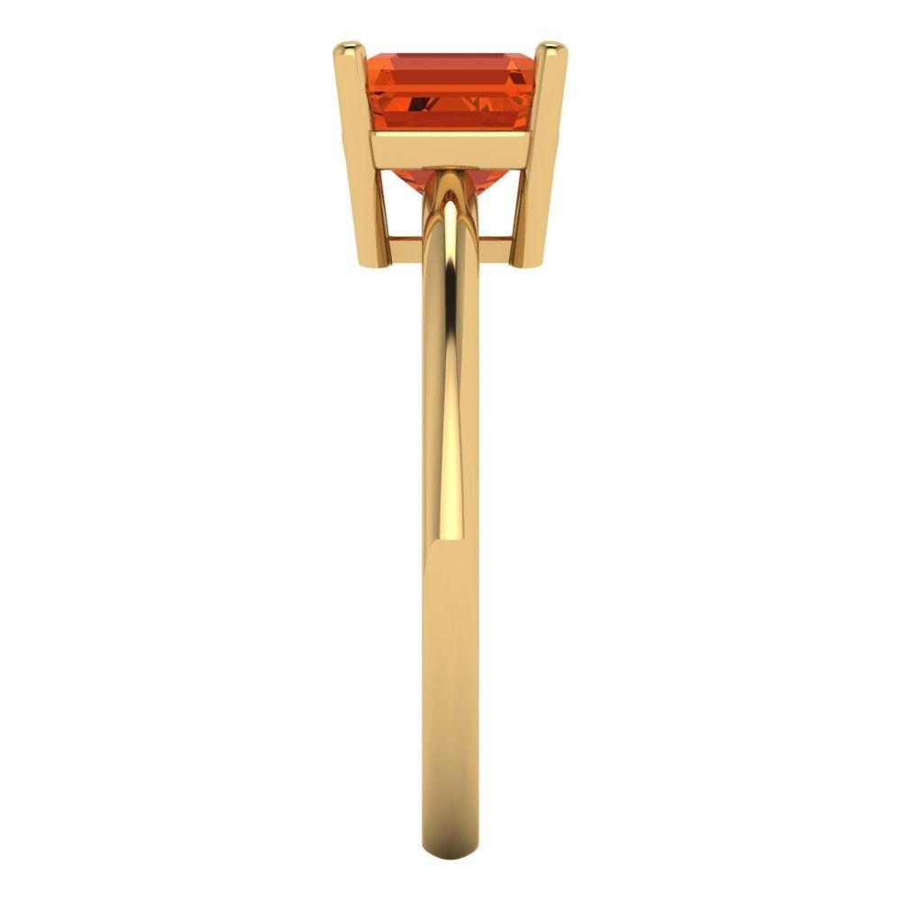 1.5 cttw Zirconia Simulated Red Diamond Solitaire  Engagement Ring - Solid Gold (VVS1, Asscher Cut,6.5mm)