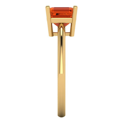 1.5 cttw Zirconia Simulated Red Diamond Solitaire  Engagement Ring - Solid Gold (VVS1, Asscher Cut,6.5mm)