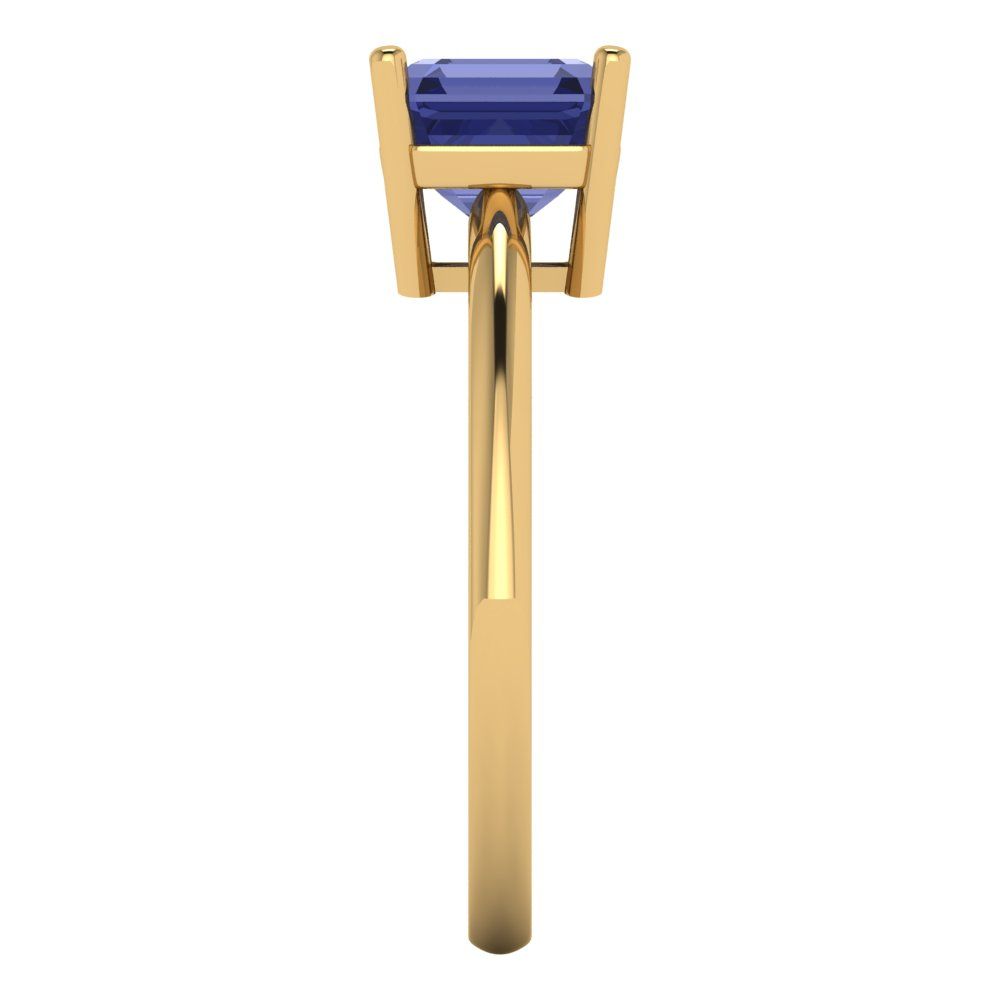 1.5 cttw Simulated Tanzanite Solitaire  Engagement Ring - Solid Gold (Asscher Cut,6.5mm)