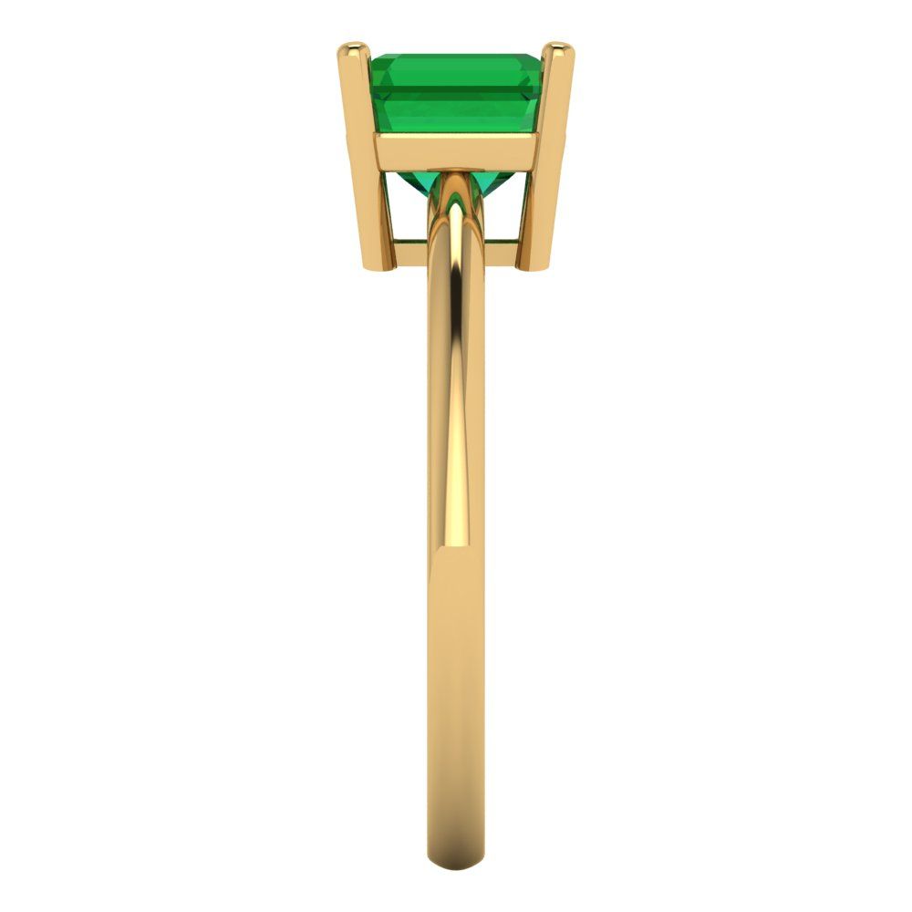 1.5 cttw Simulated Emerald Solitaire  Engagement Ring - Solid Gold (Asscher Cut,6.5mm)