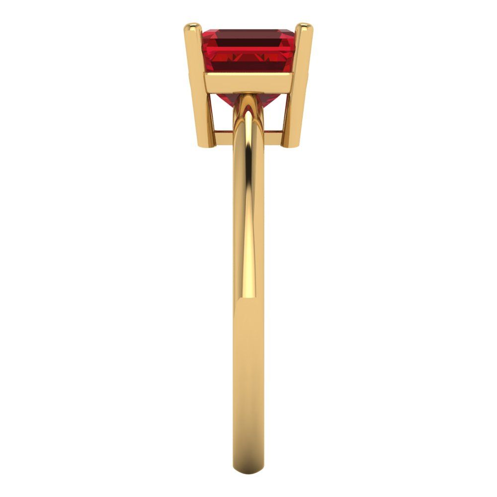 1.5 cttw Simulated Pink Tourmaline Solitaire  Engagement Ring - Solid Gold (Asscher Cut,6.5mm)