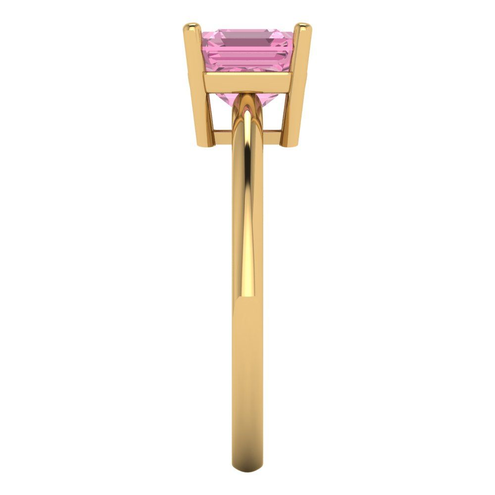 1.5 cttw Zirconia Simulated Pink Diamond Solitaire  Engagement Ring - Solid Gold (VVS1, Asscher Cut,6.5mm)