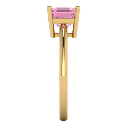 1.5 cttw Zirconia Simulated Pink Diamond Solitaire  Engagement Ring - Solid Gold (VVS1, Asscher Cut,6.5mm)