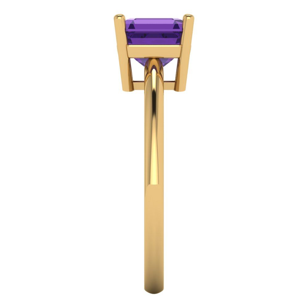 1.5 cttw Natural Amethyst Solitaire  Engagement Ring - Solid Gold (Asscher Cut,6.5mm)